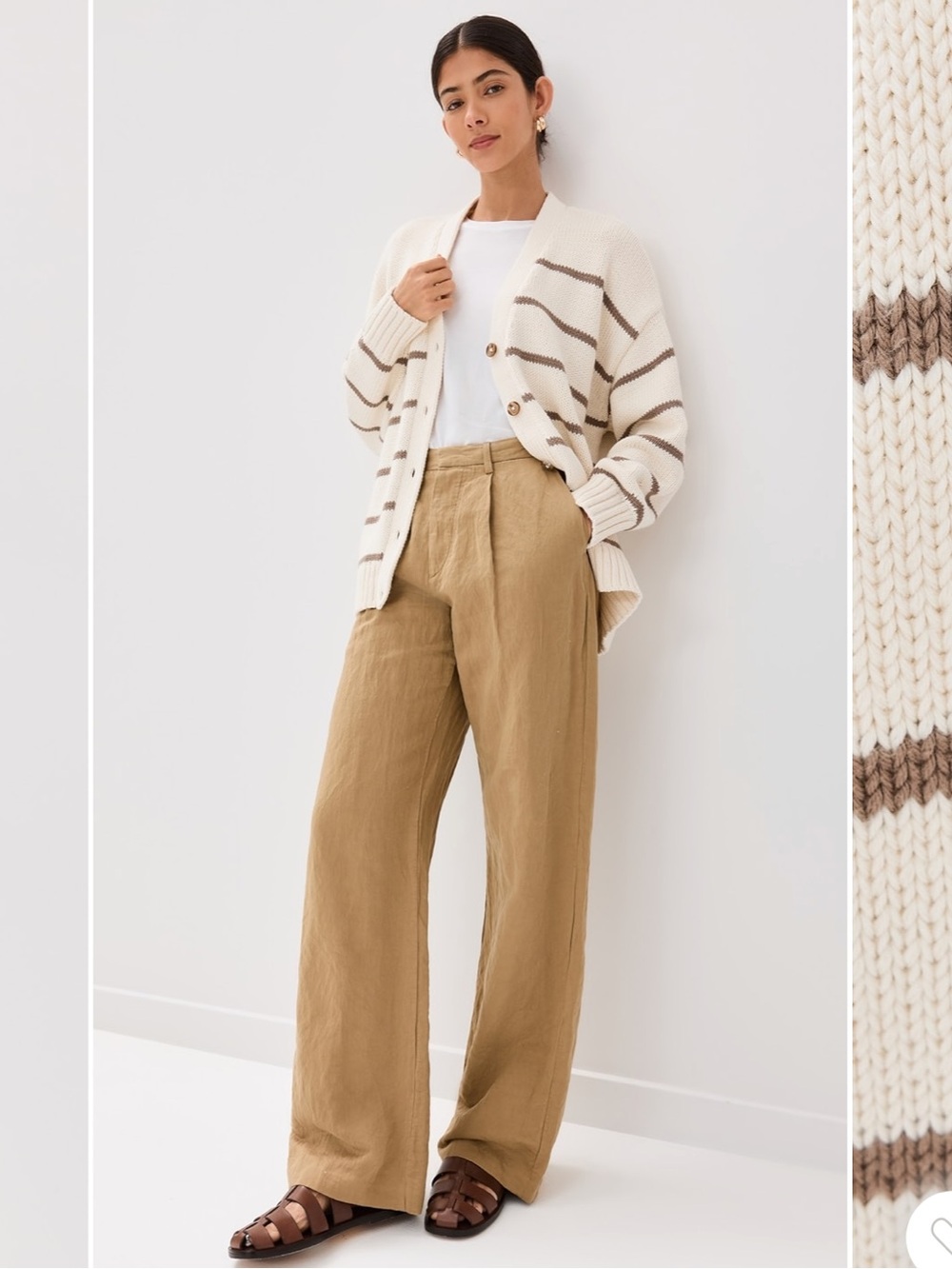 Jenni Kayne Chloe Cardigan in Ivory/Taupe - XS